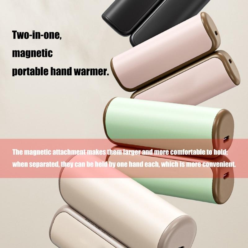 Portable 3000mAh Split Hands Warmers 3 Second Fast Heating Warmth Magnetic Pair For Commuting And Winter Activity