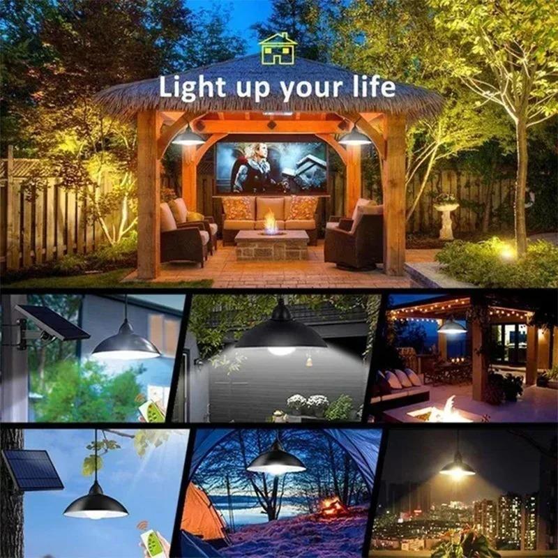 Outdoor solar pendant light, waterproof LED light, double headed candle holder, indoor greenhouse remote control decoration, granary room