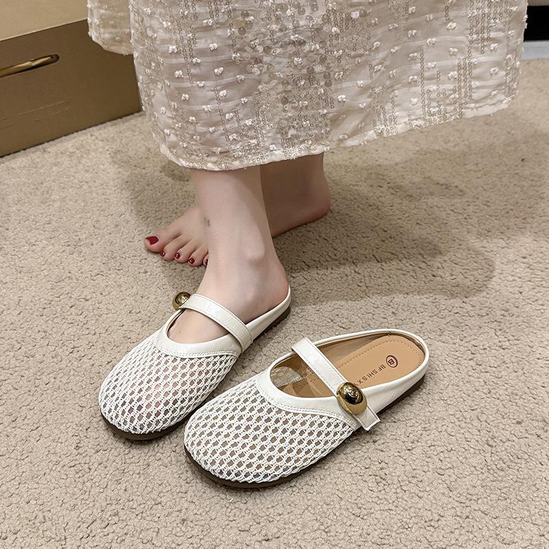 Fashion Women's Slippers Summer Hollow Breathable Half Slippers Fashion Lightweight Comfortable Casual Slip on Flat Bottom Mules Slides