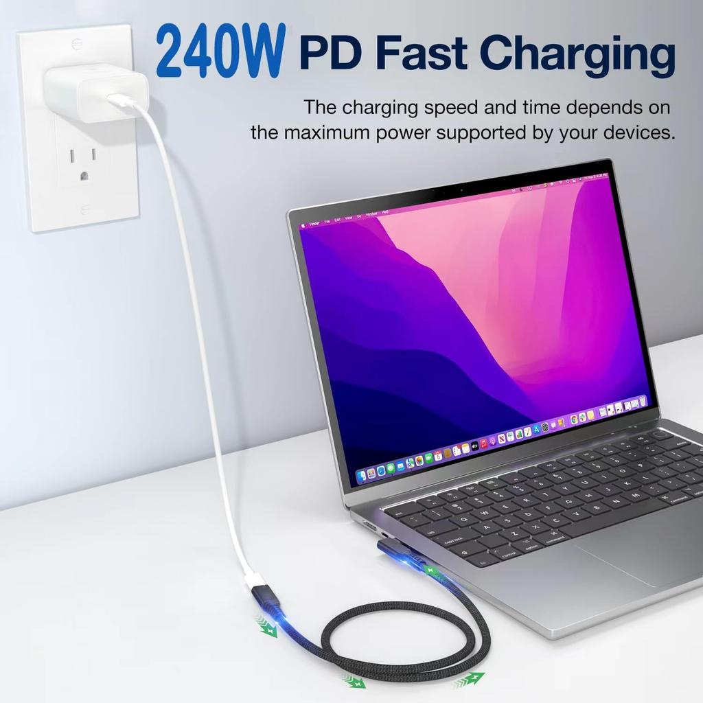 Erweiterung USB4 Erweiterung Thunderbolt Lade Stecker zu Kompatibel mit iPhone iPad Galaxy und Anderen Geräten 0.6M L-förmiges USB-C Kabel, 40Gbps, Kabel,