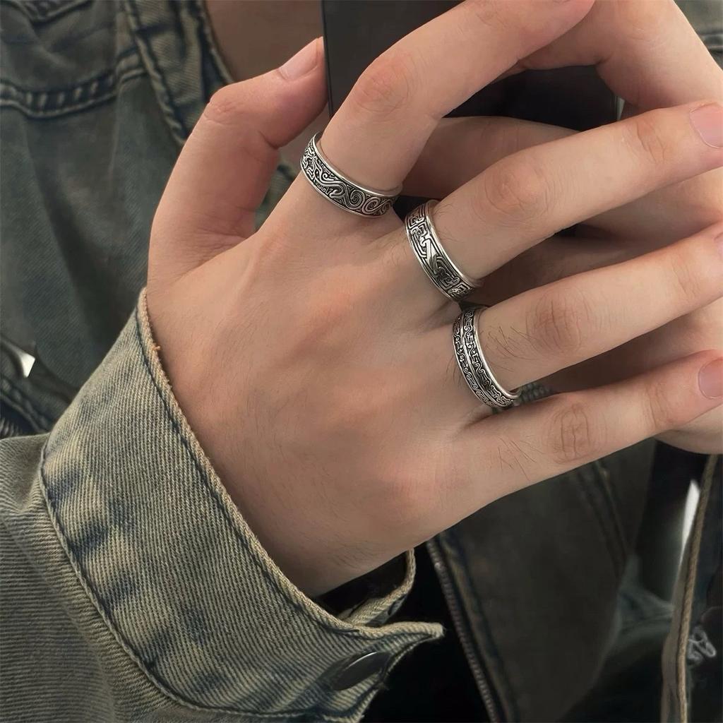 Men's and Women's Retro Versatile Pattern Open Finger Ring Personalized Dragon Pattern Ring