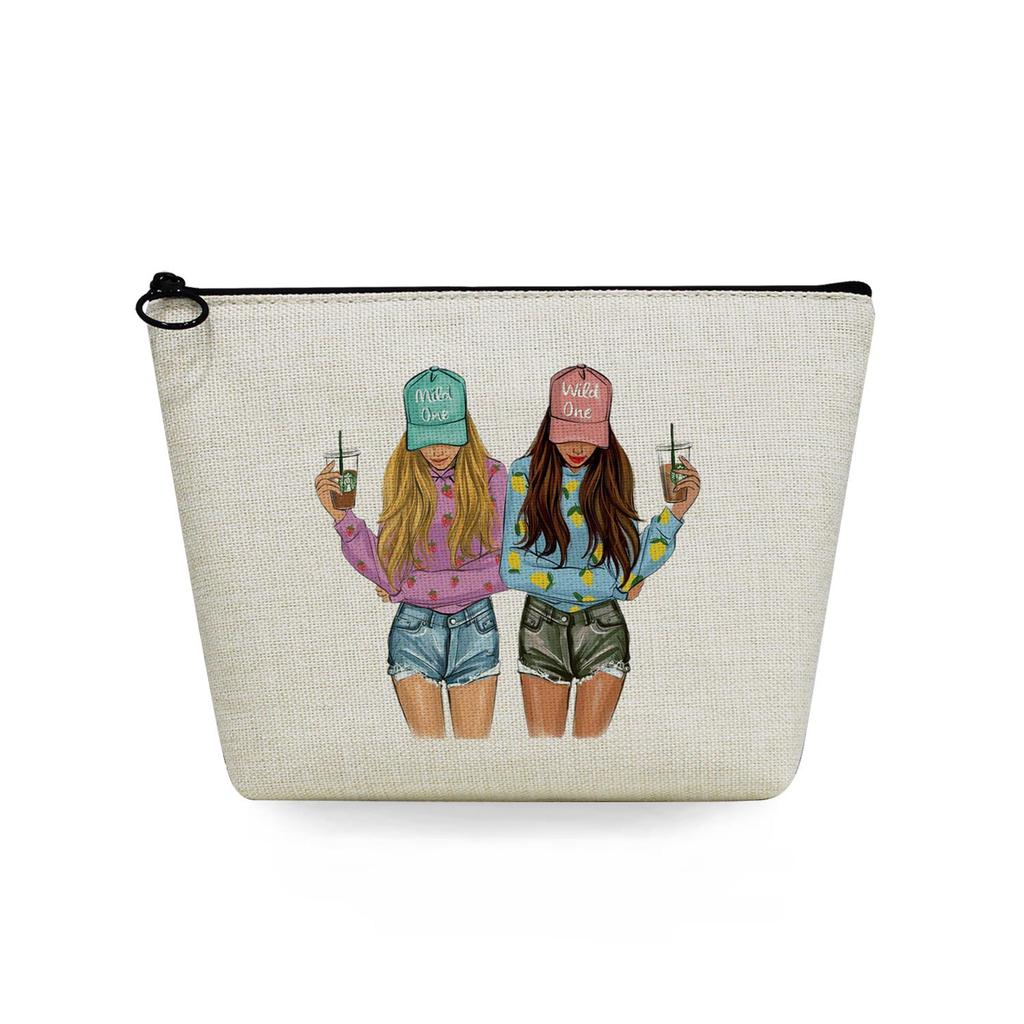 Women Sisters Print Cosmetic Bag Toiletries Organize Travel Storage Case 6726