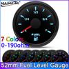 12V 24V Universal 2" 52mm Car Boat Motorcycle Fuel Level Meter Gauge 0-190ohm with 7 Colors Backlight Oil Tank Gauge