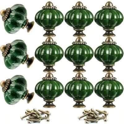 8 Stück Kürbis-förmige Keramik-Schrankknöpfe im Vintage-Stil - Antikbronze-Finish Retro-Schubladengriffe mit einfacher Montagehardware