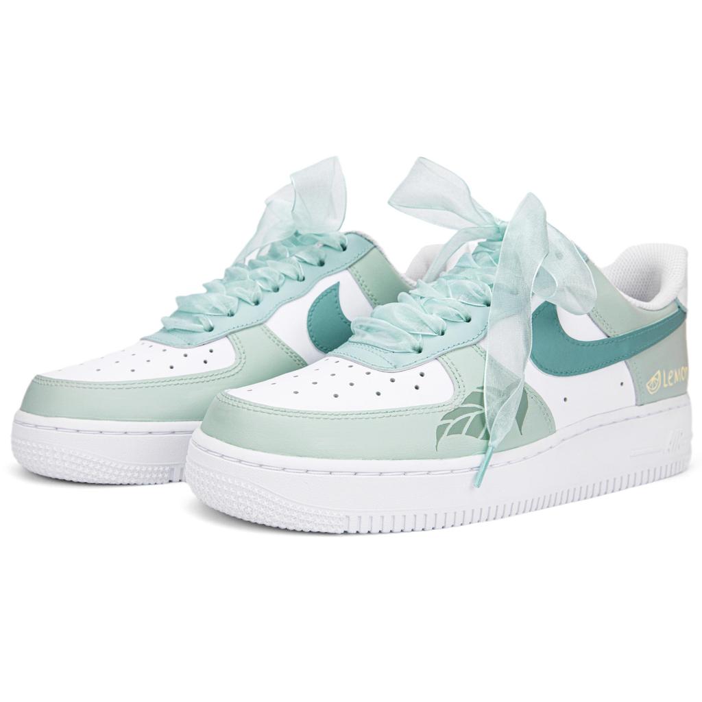 Nike Air Force 1 Slip Resistant, Abrasion Resistant, Lightweight Low top Skateboard Shoes Women's White Green DD8959-100(Team18-AF1)
