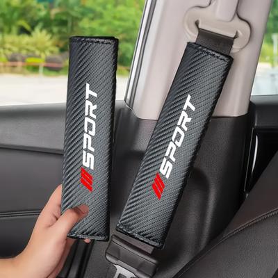 Carbon Fiber Texture Car Seat Belt Shoulder Pad Covers, Stylish Sport Design Universal Seat Belt Pads for All Seasons
