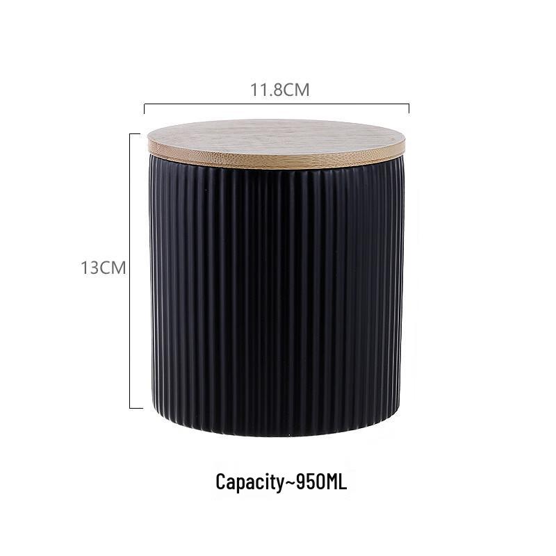 ZISIZ Ceramic Food Storage Canister with Wooden Lid