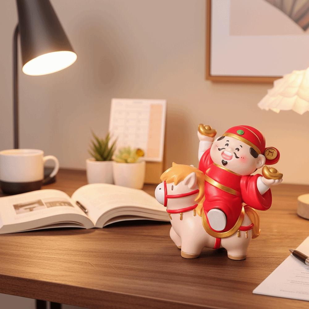 Resin Crafts God of Fortune Statue Cute Design God of Wealth Decoration  Bookshelf Decor