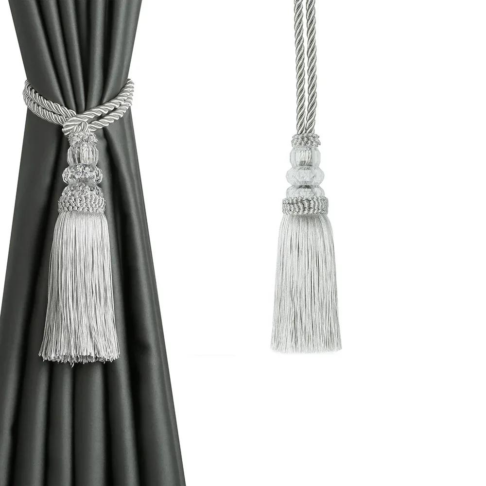 

1 шт. Подхват для штор с кисточками, держатель для штор с пластиковым шариком, подхват для штор, декоративная веревка для повязки серебряный