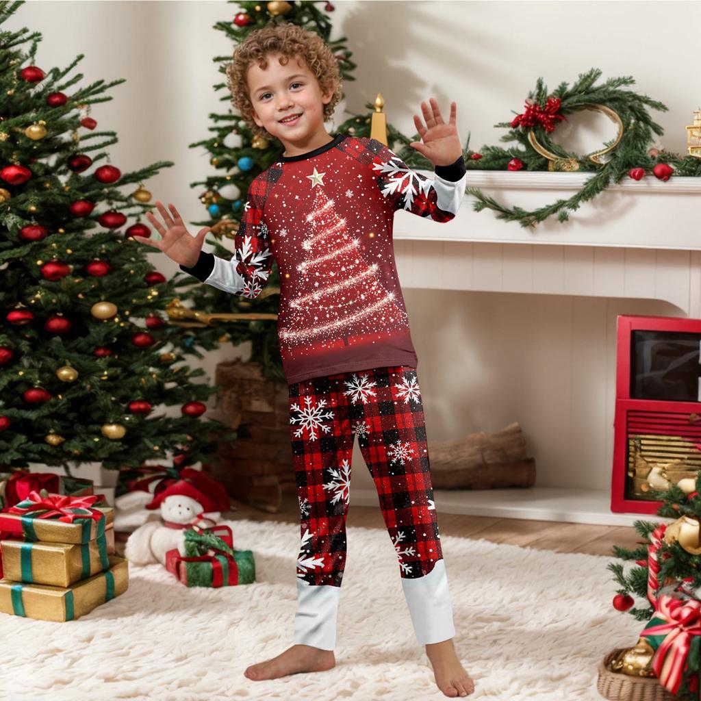Christmas Print Cute Family Set Pajamas, Home Clothes, Family Set Long Sleeve Top Pants Set