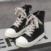 Zapatos de caña alta para pareja, correas para hombre, otoño e invierno, pentagrama, lona, botas Martin, plataforma de cuero, zapatillas casuales de tabla X5