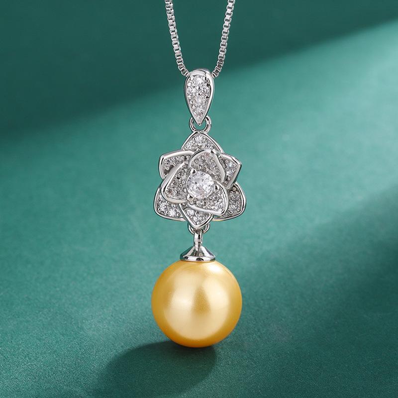 

Ожерелье из жемчуга «Камелия» 12 мм, новые инкрустированные серые бусины, серьги-гвоздики из жемчуга «Камелия»