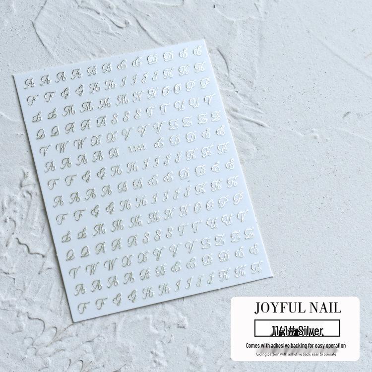 3D Laser Nail Stickers - Russian Symbols, Letters, Numbers for Influencer Style