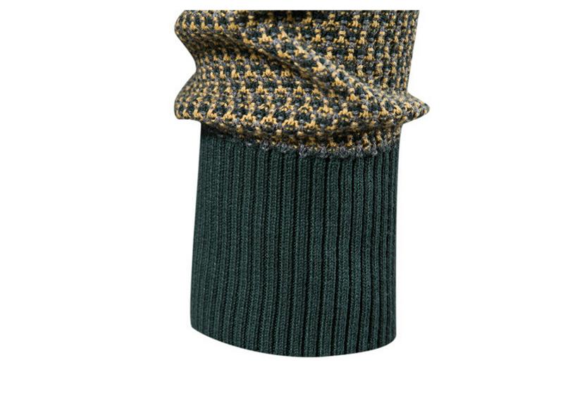 Khaki Personalized Men's Round Neck Knit Pullover - Autumn/Winter Base Layer
