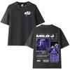 Milo J  Album Casual Graphics Vintage Washed Tee Hip Hop Oversized T Shirt Mens Women Streetwear Short Sleeve Tshirts Unisex