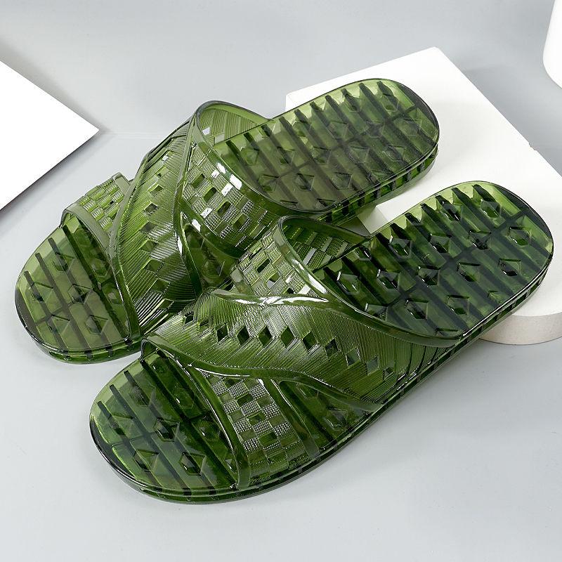 

Летние мужские шлепанцы из коровьей кожи с защитой от запаха, кристально прозрачные, для дома, износостойкие, противоскользящие, для ванной, душа 45