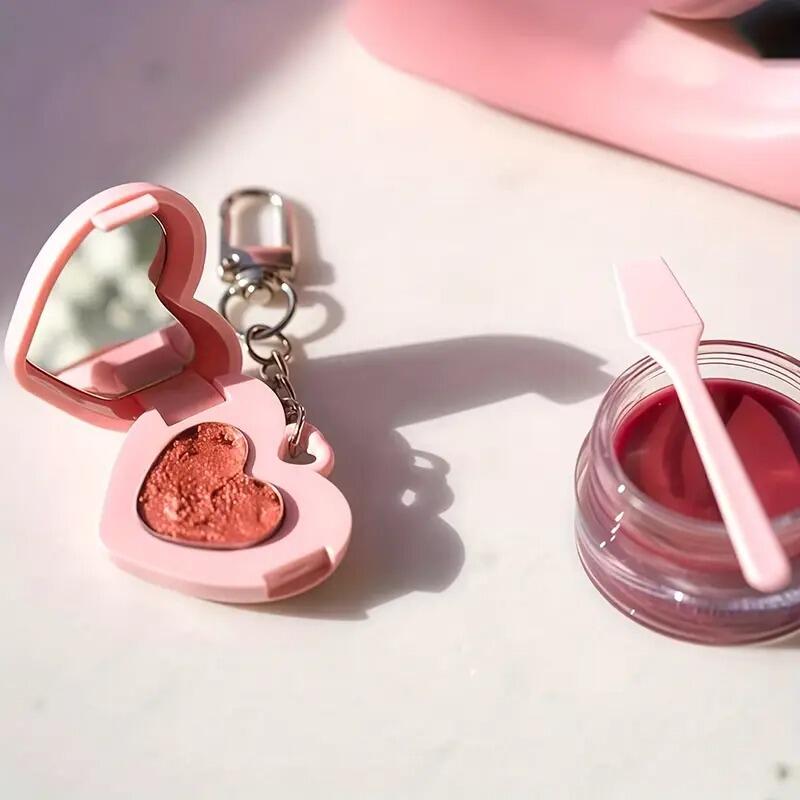 Lip Balm Case, Heart-shaped Cosmetic Container, Key Ring, Charm