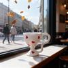 Hand-Painted Heart Ceramic Coffee Mug, Dessert Goblet & Latte Cup