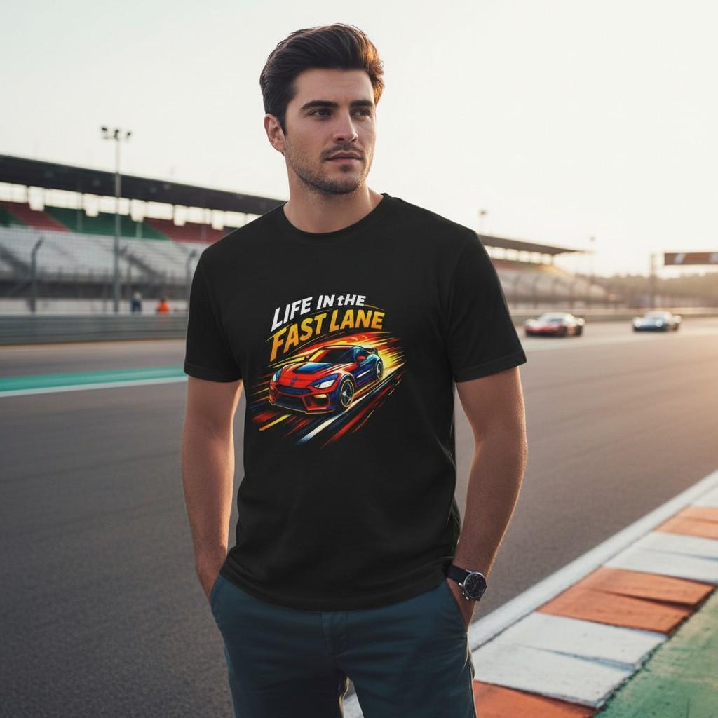 Life in the Fast Lane Racing Car T-Shirt | Speed Graphic Tee 3XL