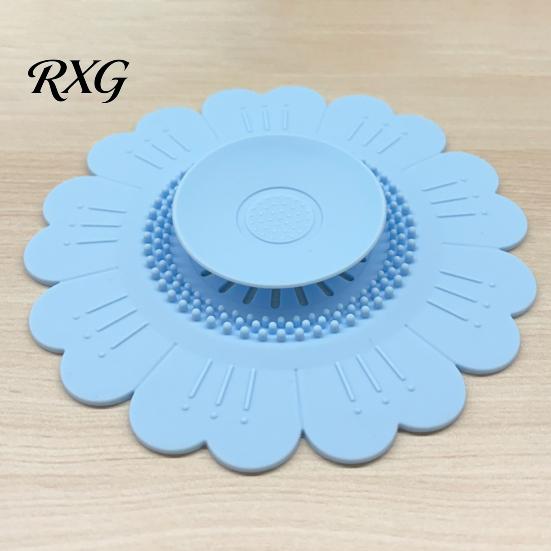 Home Drainage Solution Sunflower Silicone Floor Drain Mat, Bionic Petal Design Anti-Clog Sink Bathroom Sewer Protector Hair Filter, Odor-Proof