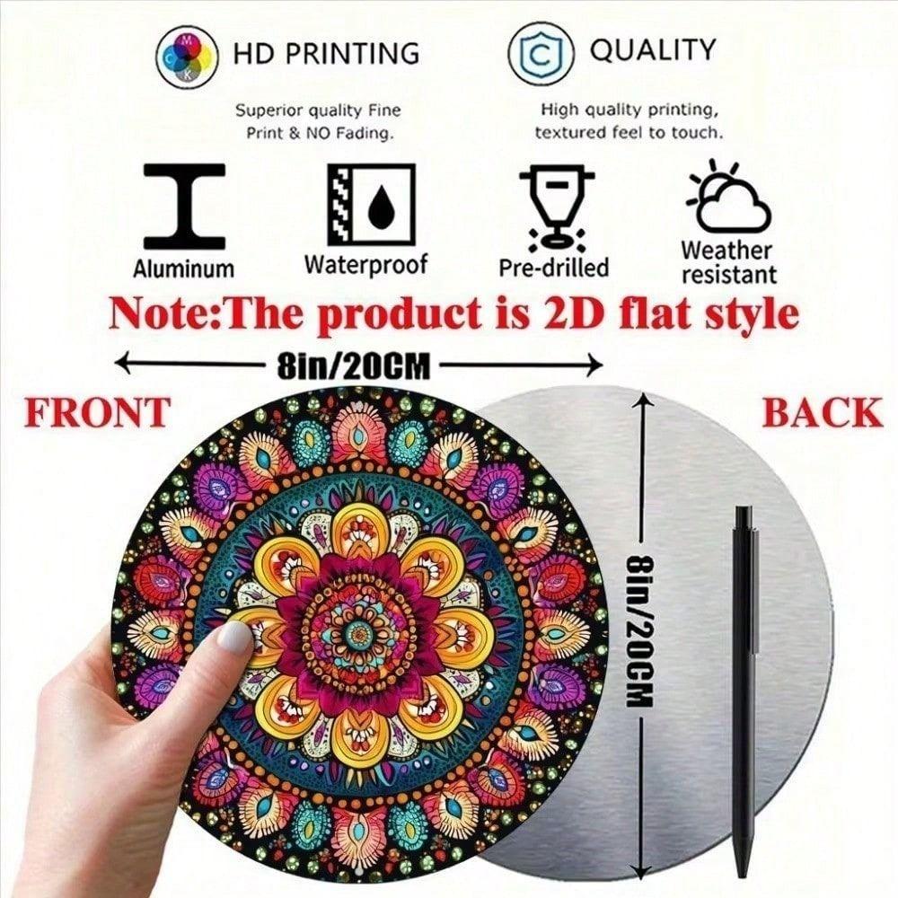 Metal Wall Art Poster Mandala Retro Flowers for Living Room Decor