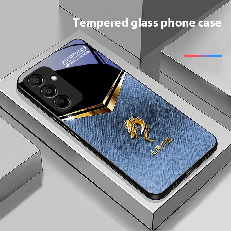 Liuli Black Dragon For Samsung Galaxy A15 5G 54 4G 51 50 24 35 90 71 12 51 53 52S 80 22 34 Black Tempered Glass Phone Case