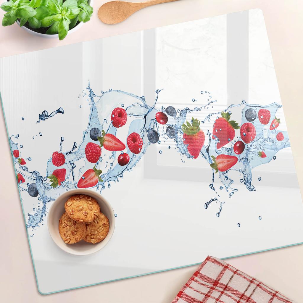 Decorative Kitchen Board Tempered Glass For Cutting Fruits Water 60X52 Cm