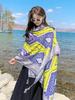 Summer Elegant Women Silk Scarf Beach Wrap Shawls Vintage Geometric Print Lady Sunscreen Bandana Hijab Mujer Boho Scarve Pareo
