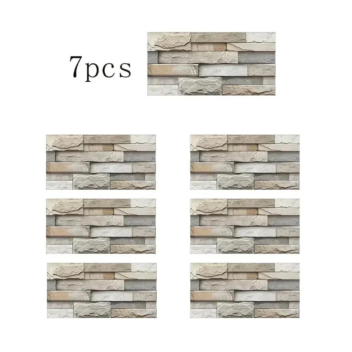 

НОВЫЕ 7 шт. 3D наклейки на настенную плитку - имитация кирпичного узора, самоклеящиеся, водонепроницаемые, легко наклеиваются и отклеиваются, бесплатная резка и очистка