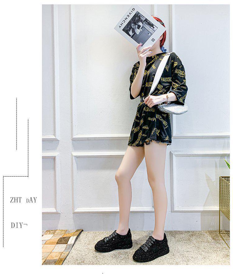 Women's 2024 European Rhinestone Dad Shoes - Thick-Soled Casual Platform Sneakers