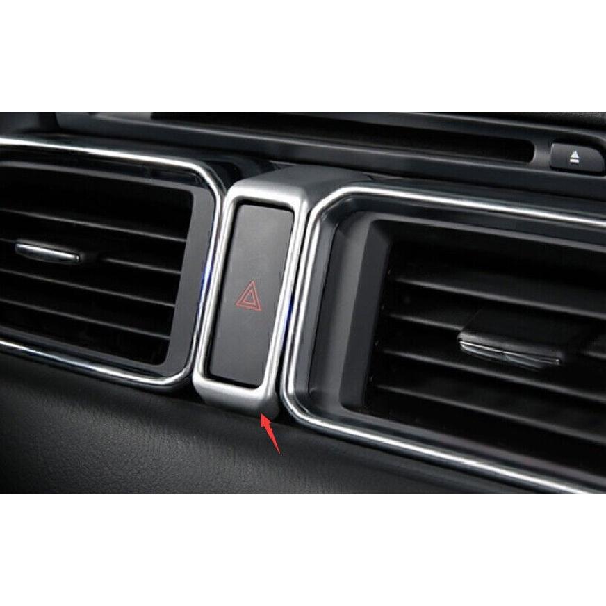 For Mazda CX-5 2017-2024 Matte SilverEmergency Light Switch Panel Frame Trim 1PC