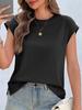 Women's Cotton Cap Sleeve Tank Top Crew Neck Loose Fit Summer T Shirt
