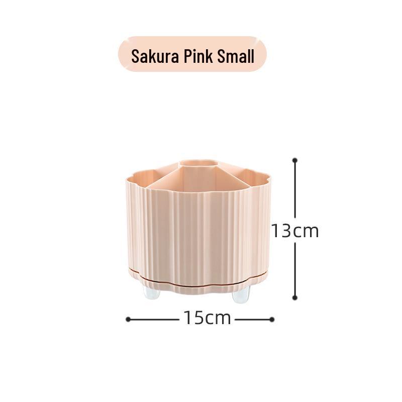Rotating Cosmetic Organizer: Large Capacity Desk Storage & Lipstick Holder with Brush Compartments.