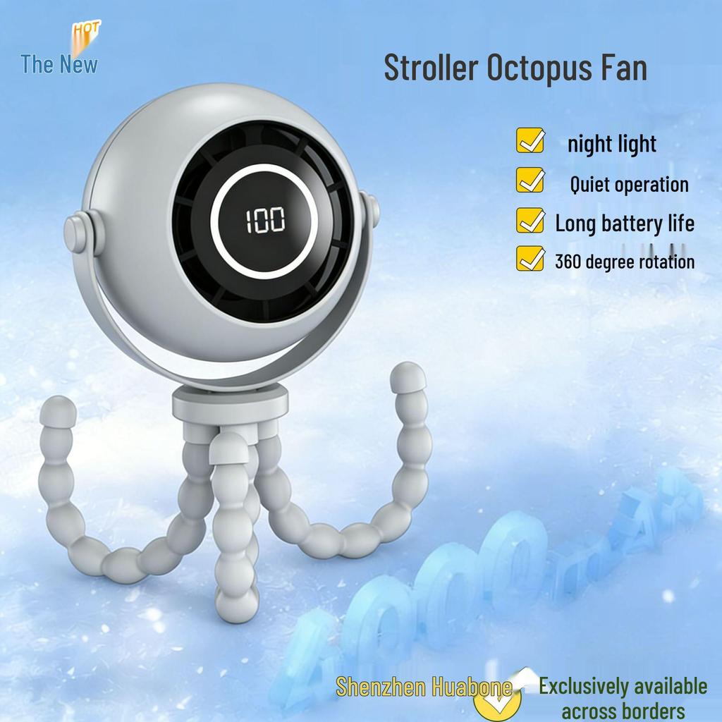 Octopus Handheld Stroller Fan: CPC-Certified, Quiet and Gentle Wind
