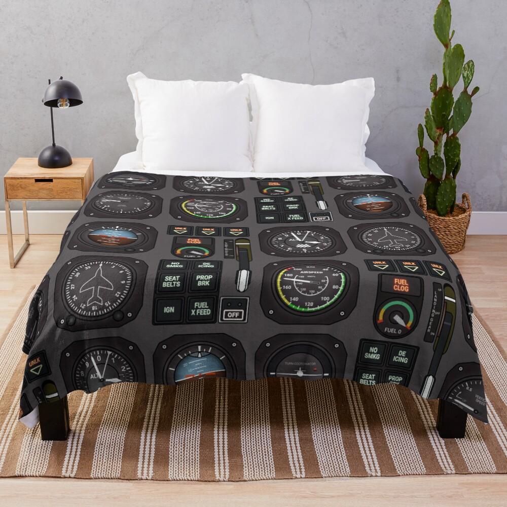 Pilot Flight Instruments Throw Blanket