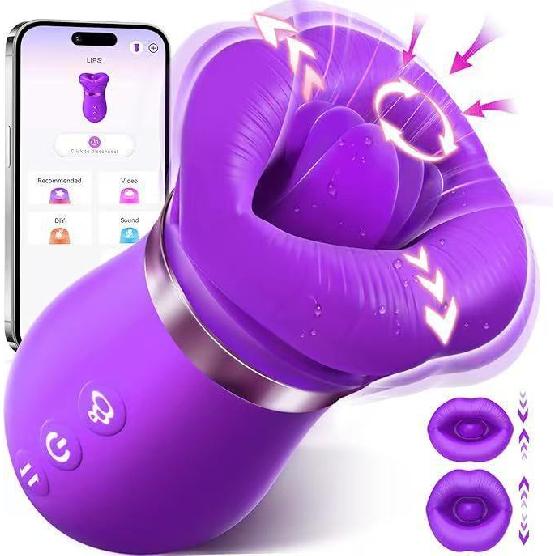 Juguete sexual para adultos 5 en 1 para mujeres: vibrador de succión oral, juguete rosa, 10 modos de lamido de lengua, 3 modos de succión automáticos + 1 manual, nuevo control por APP, adecuado para