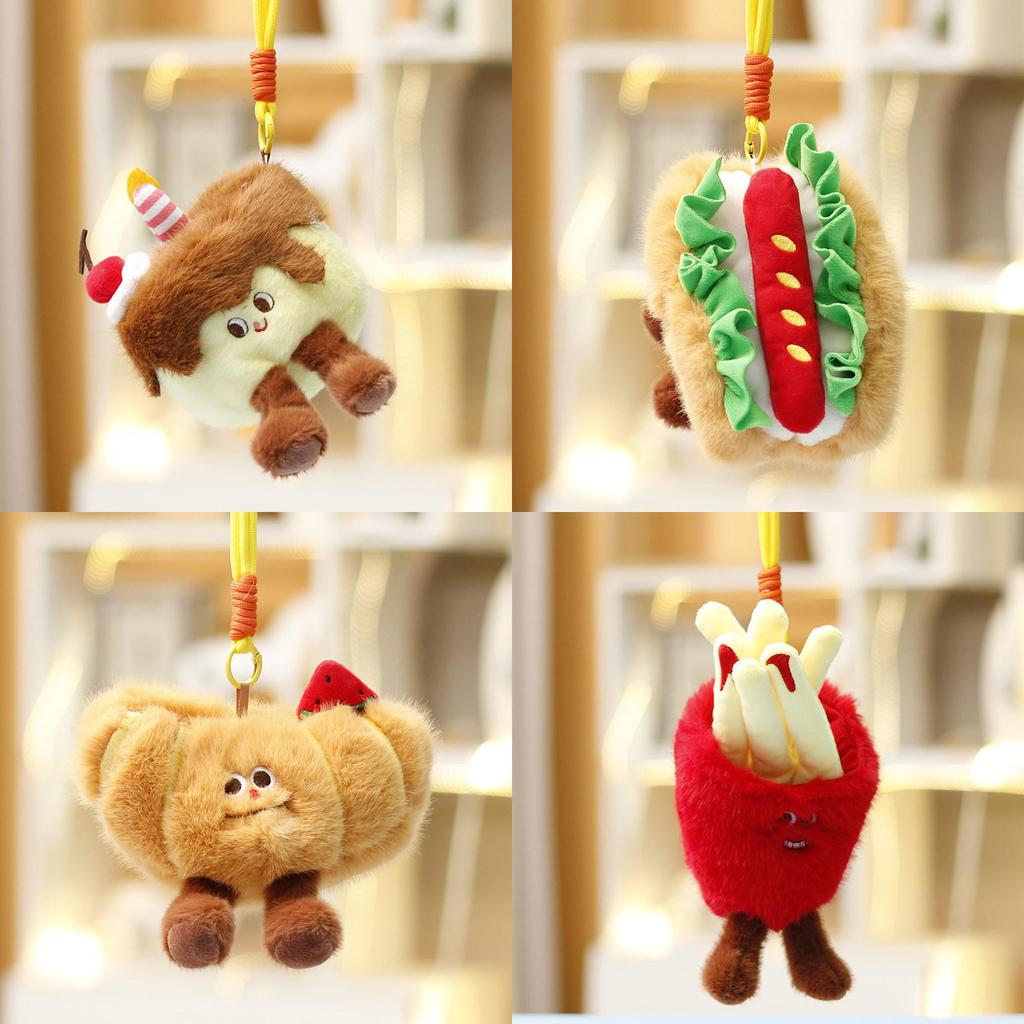 Plush Food Toy Sandwich Hamburger Hotdog Cute Bag Charm For Girls
