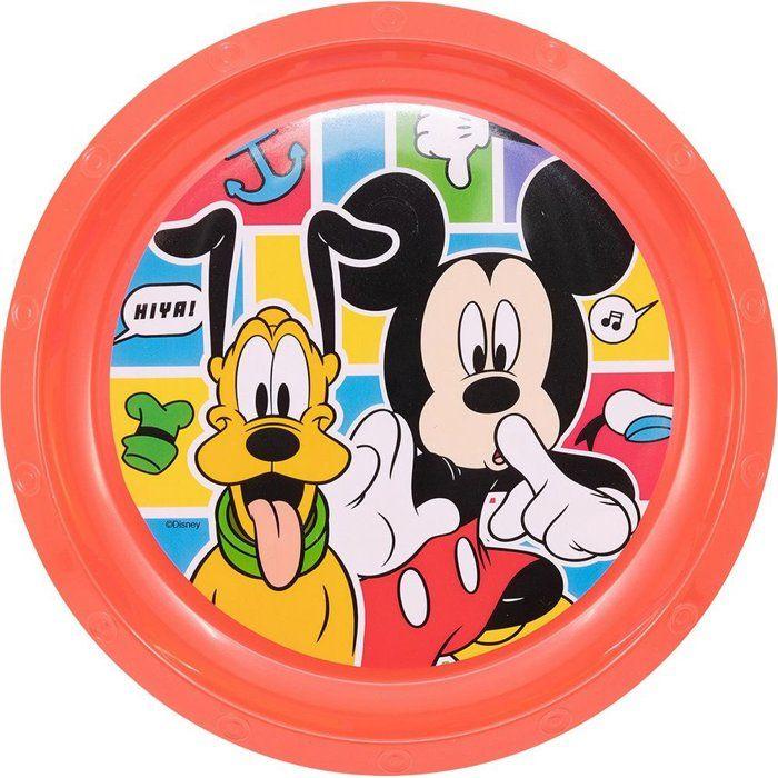 Tataway Disney Mickey Mouse Red Plastic Dinner Plate for Kids, Crash Resistant and Reusable
