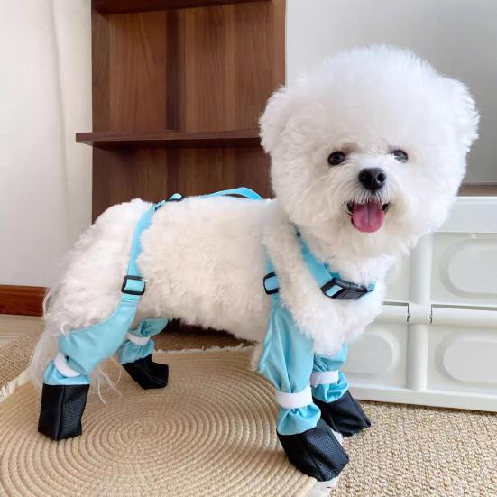Dog Suspender Boots Connected Dog Rain Shoes Waterproof Doggy Booties Adjustable Dog Paw Protectors