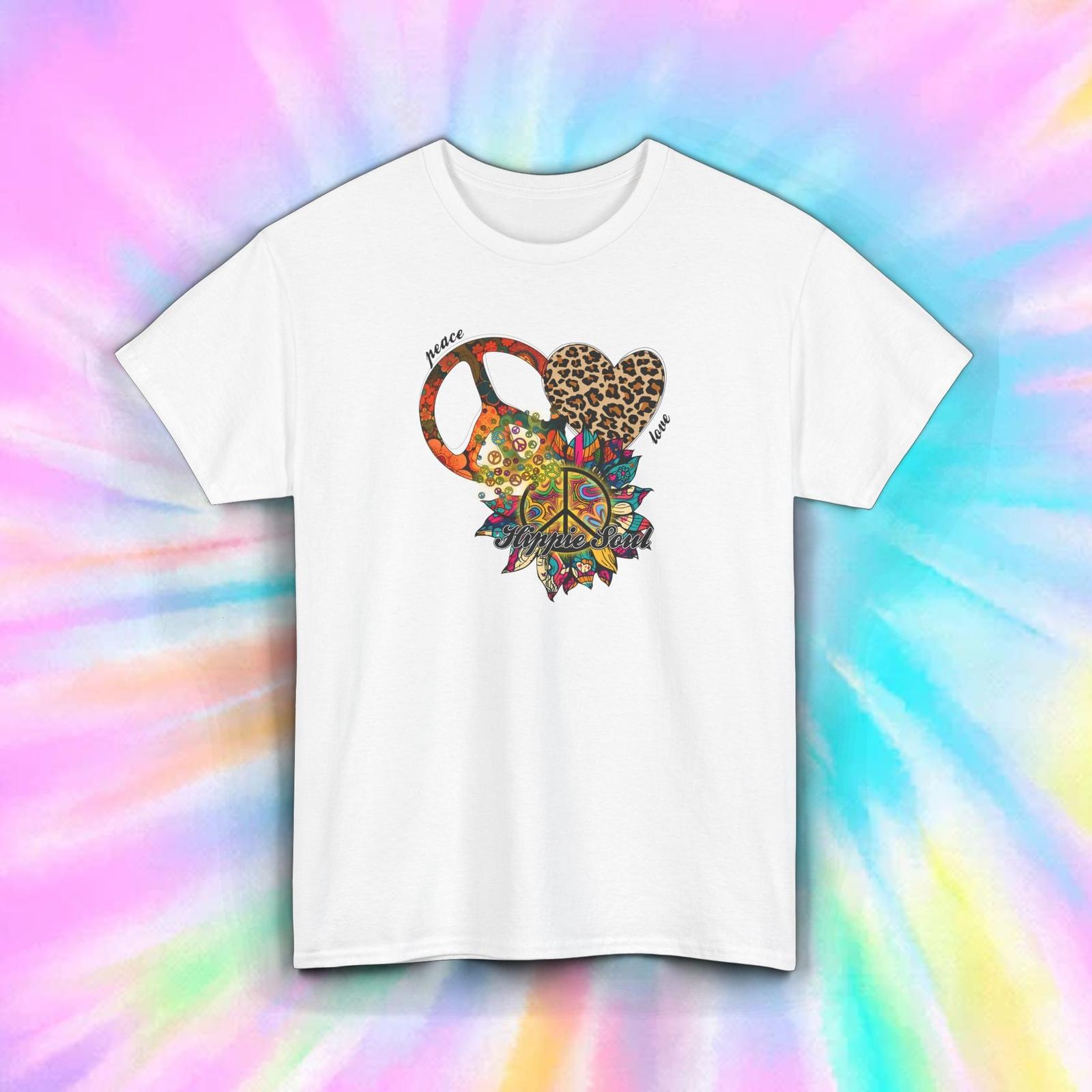 Peace Love Hippie Soul Shirt Boho Tie Dye Leopard Retro 70s S-5XL S