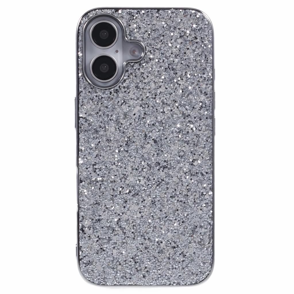 For iPhone 16 Plus Case TPU+PC Sparkling Glitter Phone Back Cover