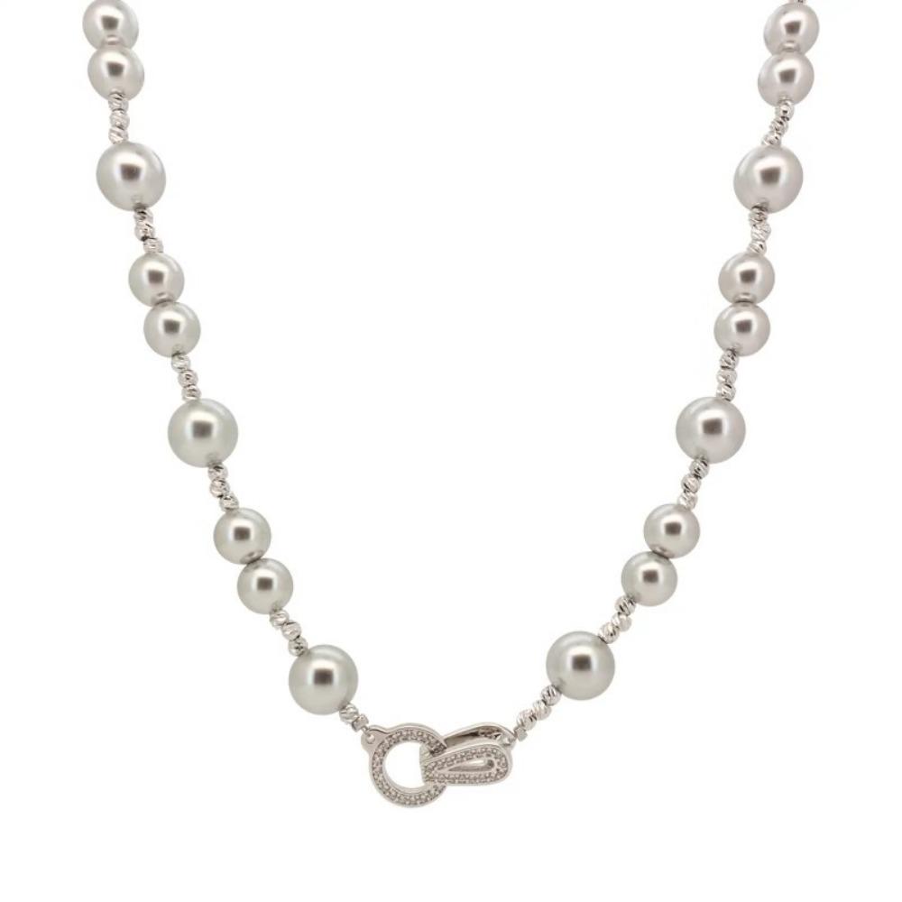 French Retro Gray Pearl Necklace Niche Design Temperament Sweet Cool Personality Temperament Exquisite Versatile Necklace