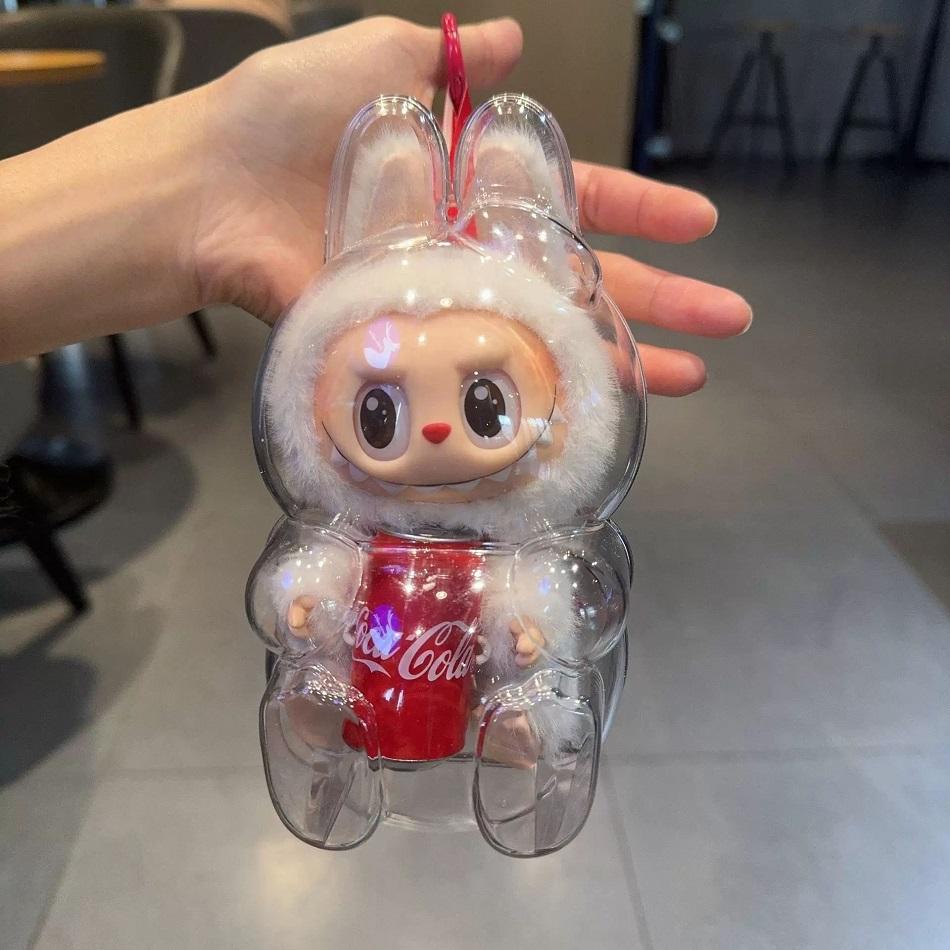 Labubu Case Sitting Party Transparent Protective Shell Dust Cover Protect Knapsack Hanging Decorations Christmas Gift Kids Toy