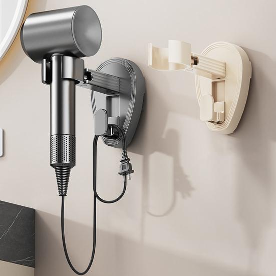 Hair Dryer Holder with Suction Cup Strong Load-bearing Easy To Install Punch-Free Wall Mount 360-Degree Rotating Hair Dryer Rack