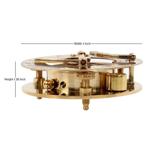 7.62 Cm Solid Brass Nautical Sundial Compass Maritime Decor Pirate Gifting