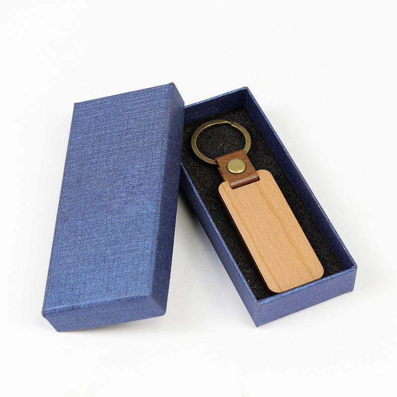 Rectangle Wooden Keychain Pendant - Business Gift in OPP Packaging