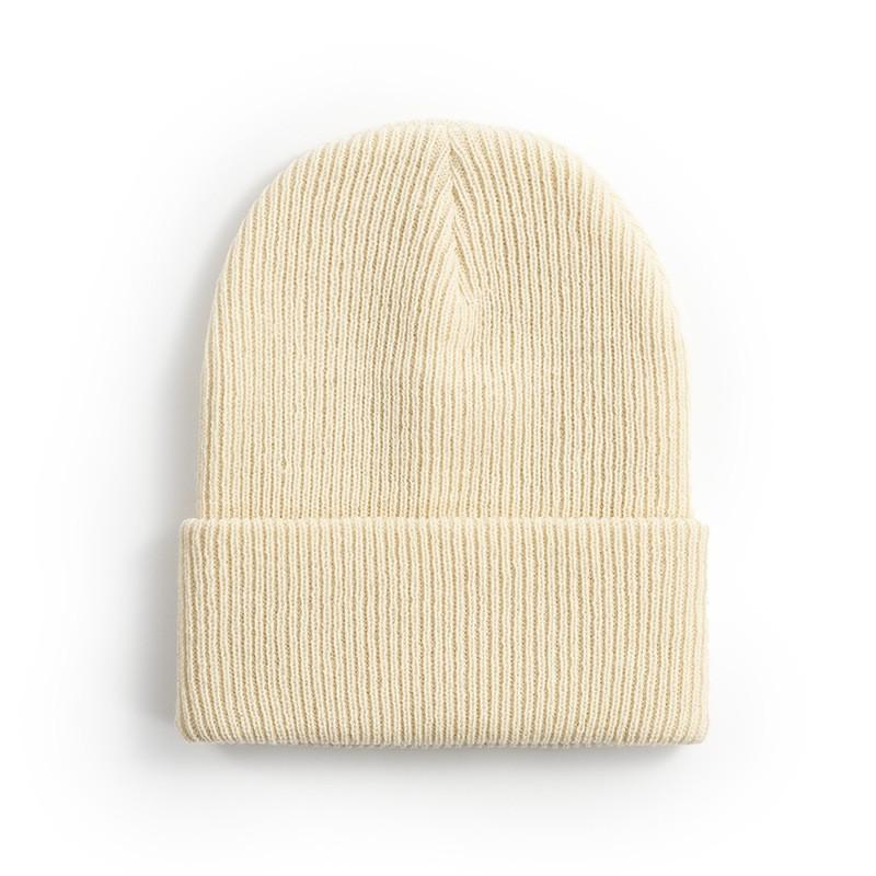 Fashionable Custom Embroidery Logo Solid Color Warm Winter Beanie Knit Hat
