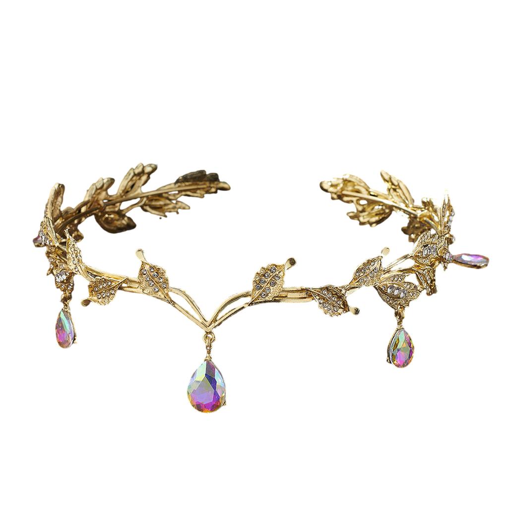 Vintage Forehead Pendant Rhinestone Tiara Headband for Weddings and Proms with Crystal Beads Formal Occasion Props