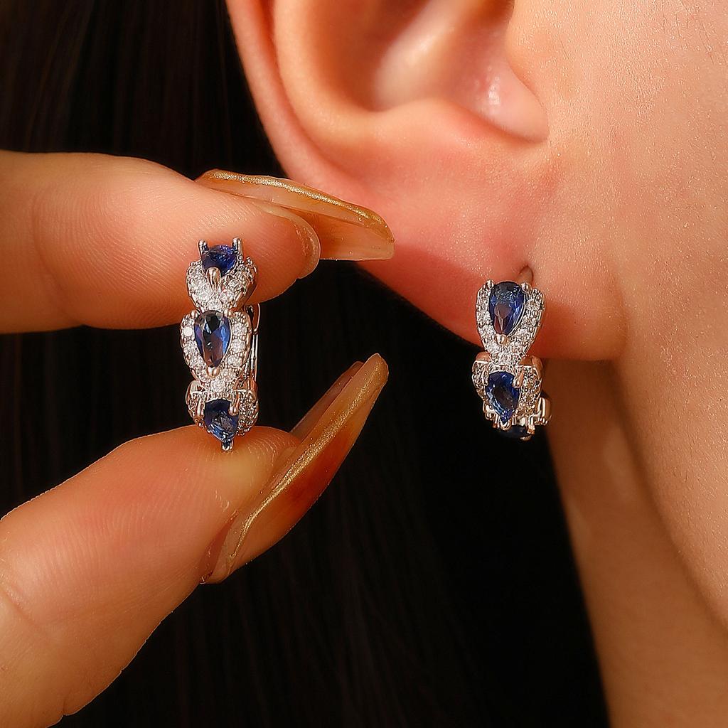 2PC Women's Minimally Designed Earrings Zircon Accessories Suitable for Date, Party, Festival Gifts
