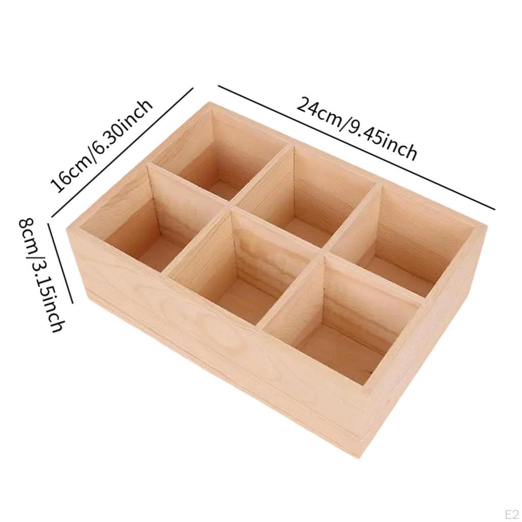 Wooden Pencil Holder Paint Brushes 6 Compartment Crafts Creative Gifts Art Marker